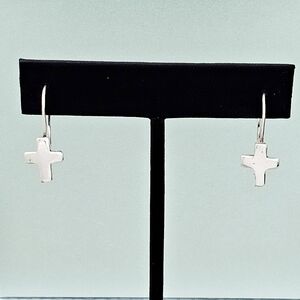 Silpada Sterling Silver Petite 'Faithful' Cross Earrings On French Wires W0330